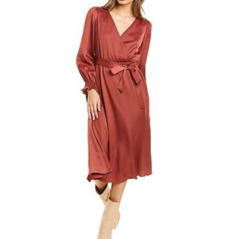 Taylor Surplice Midi Dress Long Sleeve NWT